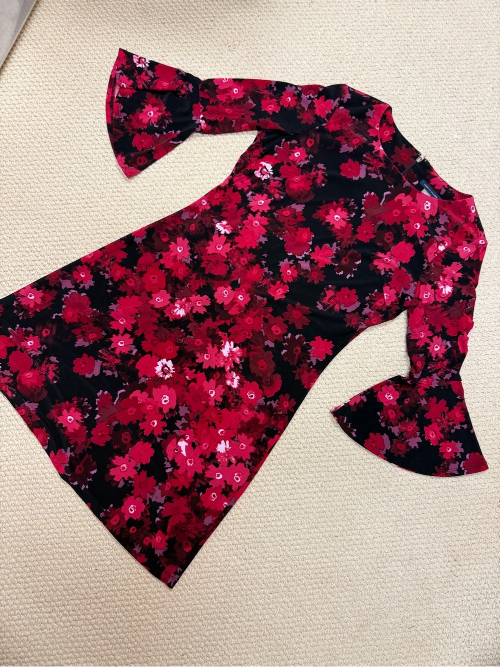 Tommy Hilfiger Red & Black Floral Long-Sleeve A-Line Dress size 4